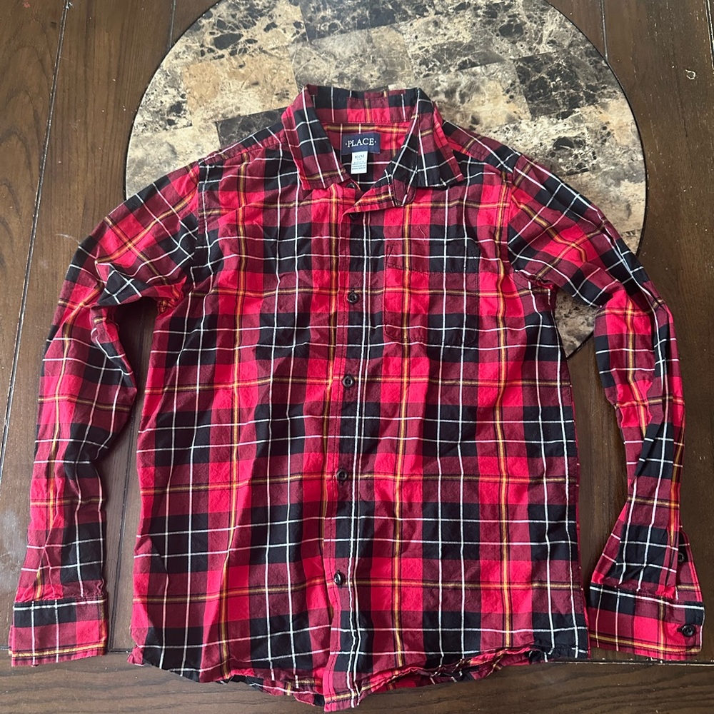The Children's Place Red and Black Plaid Button Down Shirt